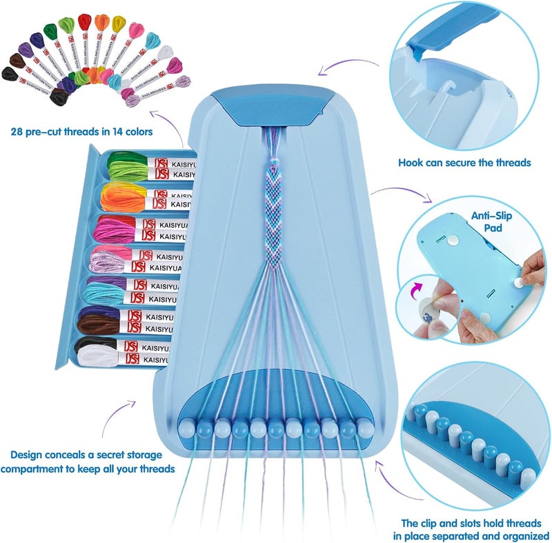 Maynacs Arts and Crafts for Kids Ages 8-12,Friendship Bracelet Making Kit for Girl,Kids Jewelry Making Kit with 28 Pre-Cut Threads,Christmas Birthday Gifts for Ages 6 7 8 9 10 11 12 Year Old Light Blue - Image 2